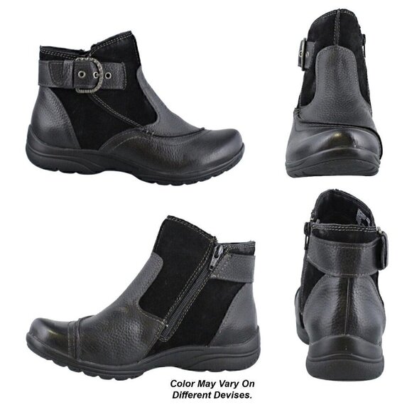 Earth Origins Dayton Black Leather Slip On Ankle & Booties Boots … - Picture 2 of 2